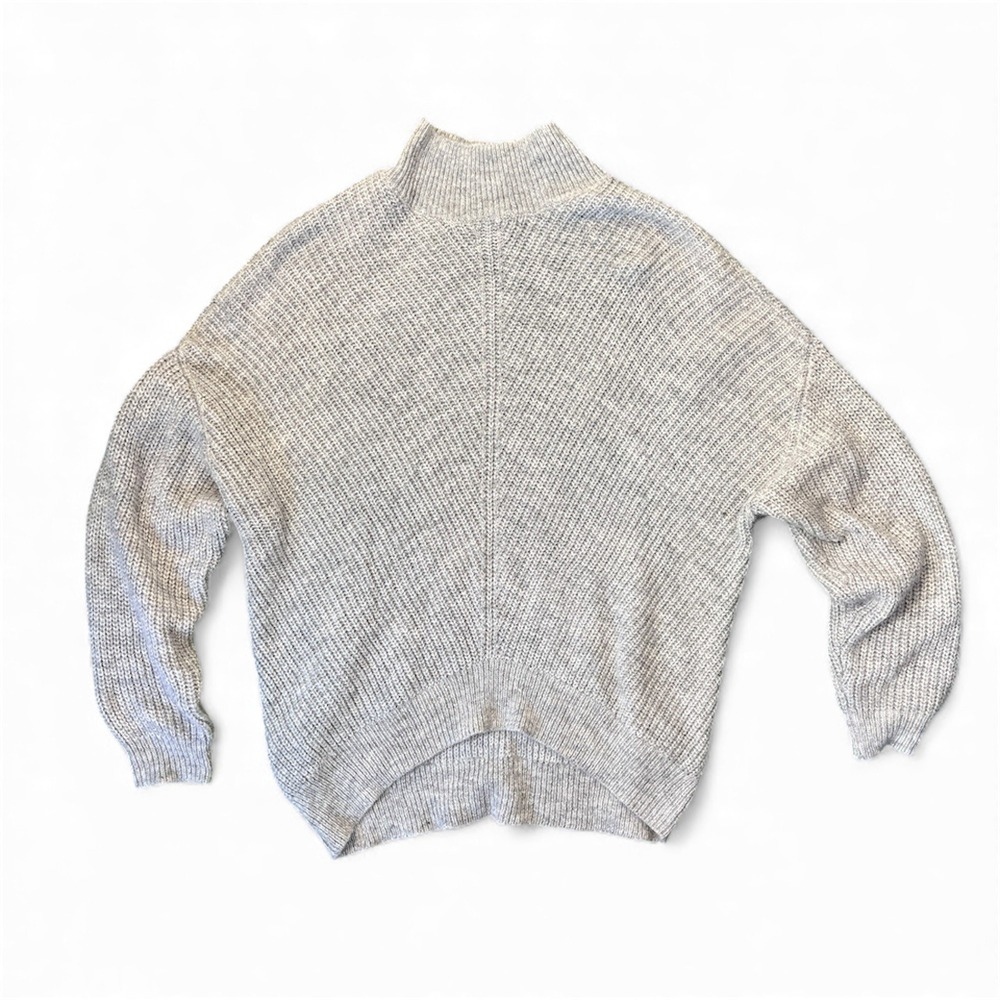 Vince Camuto Mock Neck Knit Sweater Light Gray Womens Size Medium Cozy Pullover